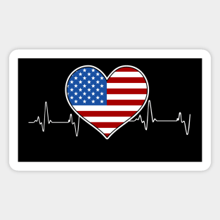 4th of July American flag heartbeat Magnet